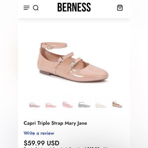Berness Nude Triple Strap Mary Jane Shoes Size 10